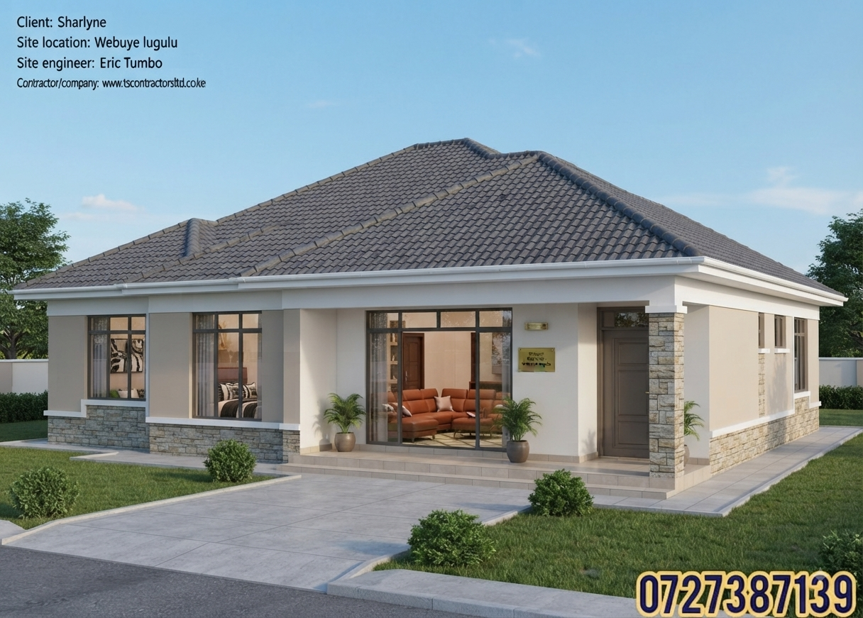 3 BEDROOM BUNGALOW HIPPED ROOF DESIGN LUGULU WEBUYE 